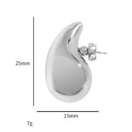 Chunky Gold Hoop Earrings for Women 14K Real Gold Plated Teardrop Earrings for Women Girls Big Dangle Earrings Statement 25x15-Silver