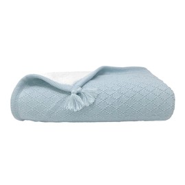 effe bebe Knoten Cable Knit Sherpa Baby Blanket 30"x40" (French Blue)