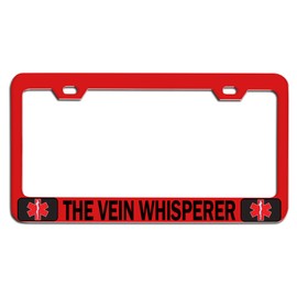 Custom Brother - The Vein Whisperer Paramedic Doctor Nurse Red Steel Auto SUV License Plate Frame License Tag Holder, K49