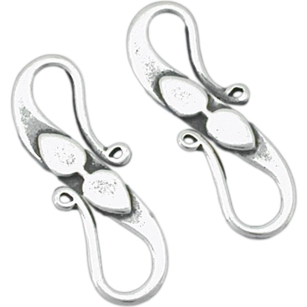 2 Bali Silver Art Nouveau S-Hook Clasps Jewelry 22mm