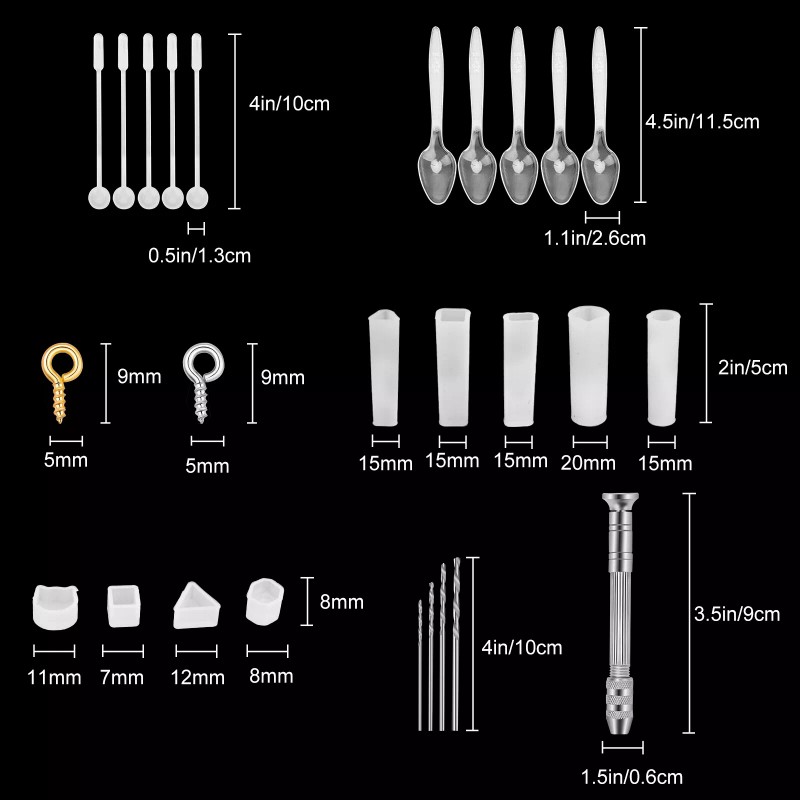 TheSiliconValley 121pcs Resin Casting Silicone Molds Epoxy Spoon Kit Jewelry