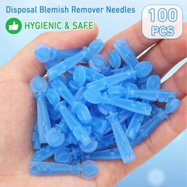 100 Pcs Disposal Blemish Remover Needles, Painless Pimple Popper for Blackhead Whitehead, Professional Acne Removal Needle for Salon Home Use