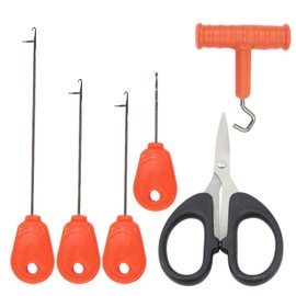 Carp Fishing Baiting Tackle Kit, 6 Pcs Fishing Baiting Rigs Tool Set with Hook Needle, Driller, Knot Puller and Braid Scissors for Outdoor Fishing