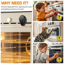 YTDSUP Oven Lock Child Safety (1 Pack), Cabinet Lock Baby Proofing, Baby and Child Proof Lock for Drawer Oven Stove Door, Upgrade Heat-Resistant Material, Easy to Install - Black
