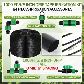 Maasechs 1000 ft 5/8 Inch Drip Tape Irrigation Kit Drip Tape 8 Mil 8" Spacing Hose Garden Watering Tubing System Automatic Irrigation Equipment for Plant, Landscape, Yard, Lawn and Farm