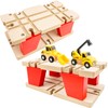 Hoarost 2 Pcs Wooden Train Track Expansion Packs 2-Level Overpass