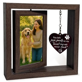 Gluimayo Dog Memorial Gifts for Loss of Dog, Pet Memorial Gifts for Dogs Cats - Rotating Wooden Picture Frame for 4x6 Photos, Pet Loss Sympathy Remembrance Bereavement Keepsake