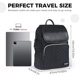 Fmeida Bag Backpack 2 in 1 Women's Backpack Laptop Anti-Theft Nylon Backpack Handbags Waterproof Shoulder Bag Casual Daypack Small Travel Backpack City Backpack for Women Girls, black