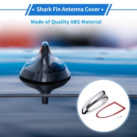 VekAuto Shark Fin Antenna Cover, AM/FM Signal Roof Aerial Universal for Car Auto SUV Truck Offroad ABS Material with Adhesive Base Chrome Silver Tone