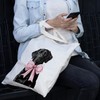 JINYO Dog Coquette Pink Bow Canvas Tote Bag for Women,