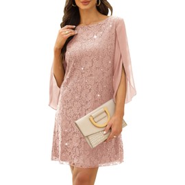 COOAN Wedding Guest Cocktail & Formal Dresses for Women - Lace Sequin Prom Evening Dress