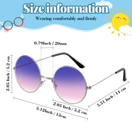 Kingdder 36 Pcs Hippie Round Sunglasses Retro Hippie Circle Sunglasses 70s Classic Disco Tinted Lens Glasses for Women Men (Sweet Color)