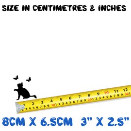 Cat Chasing Butterflies Cute Stickers - Light Switch Stickers - Gifts for Cat Lovers - Scrapbook Stickers - Kids Stickers - Laptop Sticker - Water Bottle Stickers (8cm x 6.5cm, Black)