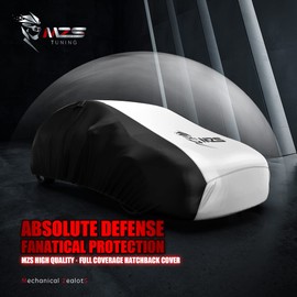 MZS Hatchback Car Cover for Automobiles, All Weather Waterproof Protection Cover fits up to 171 inch Hatchback, Two Tone Full Exterior Covers with Rain Sun Wind Proof Vents Adjustable Buckle