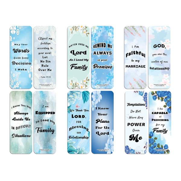 NewEights Christian Affirmation Bookmarks for Husbands (2-Sets X 6 Cards)