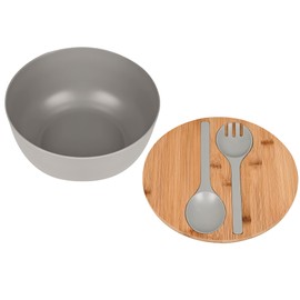 LOVYANXUE Bamboo Fiber Salad Bowl with Servers Set Large 9.8inches Nature Bamboo Mixing Bowl with Servers with Lid Spoon and Fork for Fruits,Salads and Vegetables