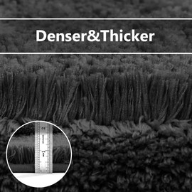 Upgraded Soft Absorbent Non Slip Bath Mat 16"x24" Fluffy Thick Microfiber Cozy Throw Bathroom Rugs with Waterproof Backing for Tub Shower Kitchen Bathroom Floors Accessories (Black)