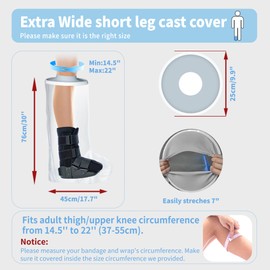 Cast Cover for Shower Leg Extra Large, XL Leg Cast Covers for Shower Men, Extra Wide Waterproof Leg Cast Protector Watertight Wound Cover for Big Leg Cast, Surgical Foot Boot, Brace, Toe Surgery