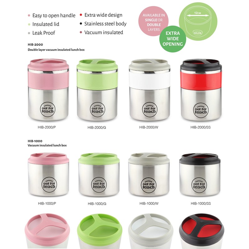 Pioneer Vacuum Insulated Lunch Box, Leak-Proof Food/Soup Flask with Extra
