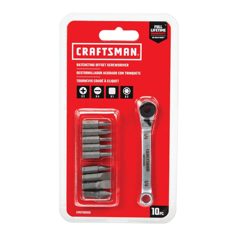CRAFTSMAN Screwdriver Set, Ratcheting Offset, Multi-Bit, 10 Piece (CMHT68008)
