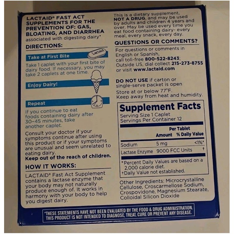 Lactaid Fast Act Lactose Intolerance Relief Caplets 12 Count 35