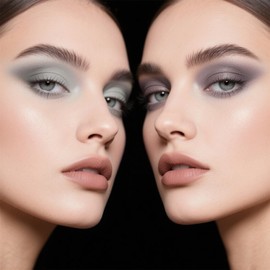 DE'LANCI Eyeshadow Palette Matte Gray & Black Smokey Eyes - Long-Lasting Pressed Eyeshadow, 12 Shades Easy to Apply & Waterproof, Natural Nude Eyeshadow for Old Women, Talc-Free