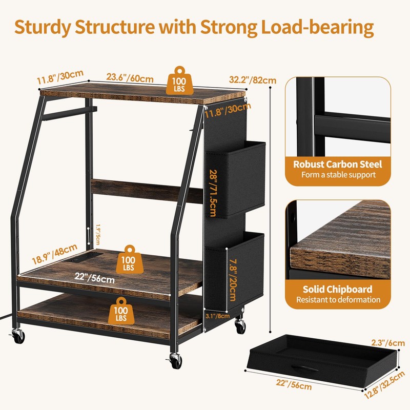 Housolution Large Printer Stand, 3 Tier 22 x 18 Inch