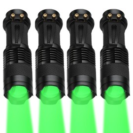 4 Packs Green Hunting Light Flashlights LED Torch with 3 Modes LED Zoomable Scalable Light Flashlight Torch for Fishing Hunting Night Observation