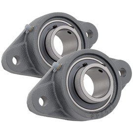 [2-Pack] - UCFL209-28 - 2-Bolt Flange-Mount Ball Bearing Unit, Insert Bearing UC209-28, Cast Iron Housing FL209, Bore Shaft 1-3/4 in (44.45 mm), Set Screw Locking, 7.401 in (188 mm) Flange Length
