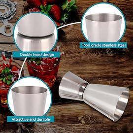 Cocktail Measuring Cup, Stainless Steel Measuring Cup, Integrated Scale, Cocktail Jigger Dual Spirit Measure Cup, Professional Bartender with Mixing Spoon, Suitable for Bars and Homes (30/60 ml)