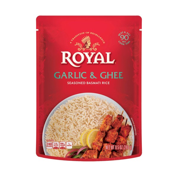 Authentic Royal Ready To Heat Rice, 4-Pack, Garlic & Ghee