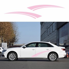 BLAJR 2PCS Sports Racing Stripes car Stickers DIY Styling Decorative Door Rear Wheel Vinyl self-Adhesive Accessories Suitable for car Truck Off-Road Vehicle SUV Models General Models (Pink)