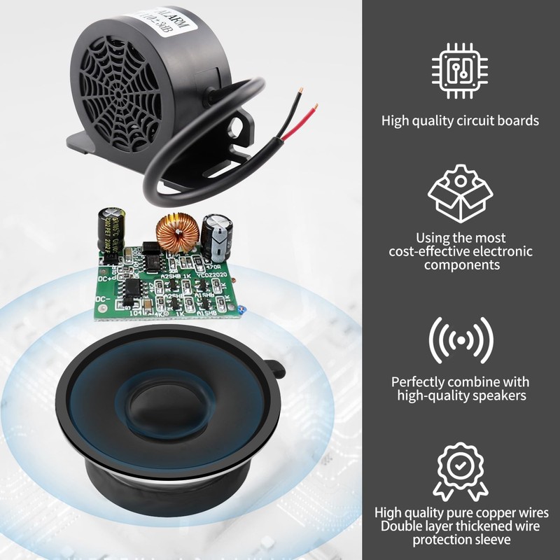 MIRKOO Backup Alarm 110dB 12V-80V DC Waterproof Industrial Heavy-Duty Backup