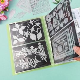 10 Pieces 0.3mm Thick Magnetic Sheets & 80 Pockets/20 Pages Storage Album for Stamps and Cutting Dies Storage Book Organizer for Storage Die Cutting DIY Scrapbooking Card Making