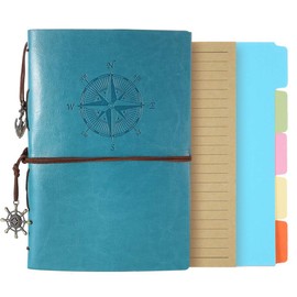 Lined Journal Notebook, Vintage PU Leather Writing Journal with 160 Ruled Pages and 5 Binder Dividers, Refillable Notebook for Women Men