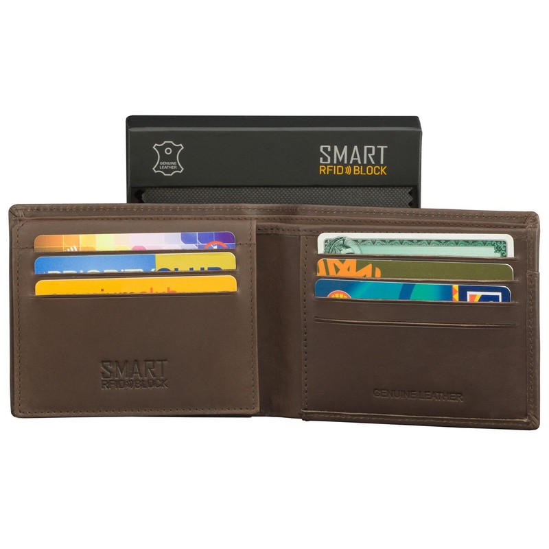 SMART RFID BLOCK - MENS HIGH QUALITY DISTRESSED HUNTER BROWN