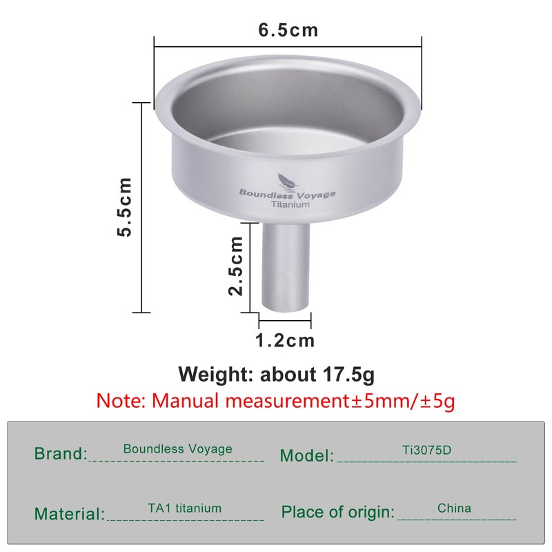 Boundless Voyage Titanium Mini Funnel Flagon Accessories Multi-use Kitchen Funnel