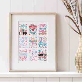 AFRITEE UV DTF Cup Wrap - 20 Sheets Nurse UV DTF Cup Wrap for 16 oz Glass Water Bottle, Stethoscope Inspirational Quotes Uvdtf Transfer Stickers for RN, CNA, LPN Appreciation Gift