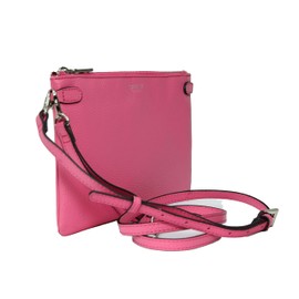 Osprey London Madison Large Grainy Leather Crossbody Shoulder Bag Wristlet in Hot Pink