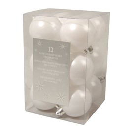 12 Christmas Tree Baubles, 60 mm Plastic Christmas Decoration Baubles