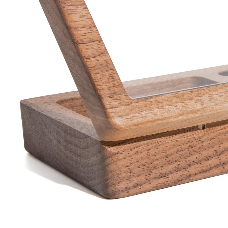 Luxury Solid Walnut Wood Ring Box with Glass Window -