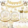 Engagement Party Decorations Gold, Happy Engagement Banner Ring Foil Balloons
