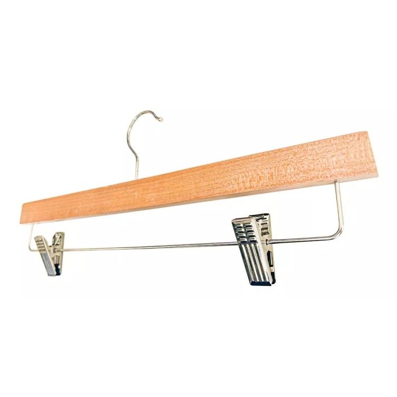Exhivit Gancho De Madera Con Pinza Ajustable Corrediza Paq C/20