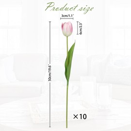 Arborus Artificial Tulips Flowers – 20" Long Stem Faux Tulips, 10PCS Real Touch Fake Pink Tulip for Vase, Farmhouse, Kitchen, Spring & Wedding Home Decor