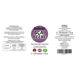 Bonutri Original Acai Berry 16,000 mg daily dose 120 Capsules Best Quality Two Month premium 20: 1 Hochdosiert High Concentrated Power Max High Daily Dose Multiple Capacity Ingredient Berry Berries Vegan Gluten Lactose Free Returns