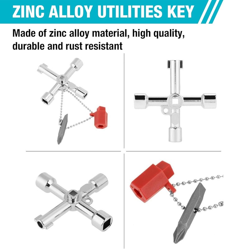 ElevaPulse Pack of 2 4-Way Multifunctional Control Cabinet Keys for