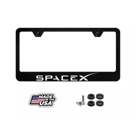 BLVD Space X White Black Stainless Steel License Plate Frame