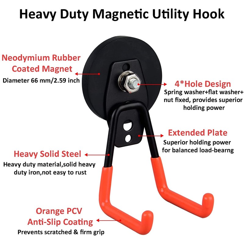 MUTUACTOR Heavy Magnetic Hook, Magnetic Storage Hook with Double Hooks,