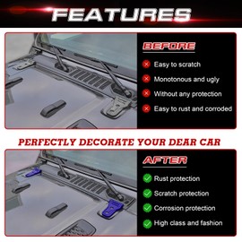 x xotic tech Front Engine Hood Hinge Cover Trim Decoration Compatible with Jeep Wrangler JL JLU 2018 2019 2020 2021 2022 2023 2024 2025 & Gladiator JT Truck 2020-up Exterior Accessories(Blue, 2Pcs)