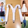Cauaoa White Kids Adjustable Y-Back Suspenders,Clip on Y-Back Elastic with
